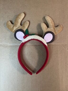 Festive Reindeer Antler Headband - Red & Gold
